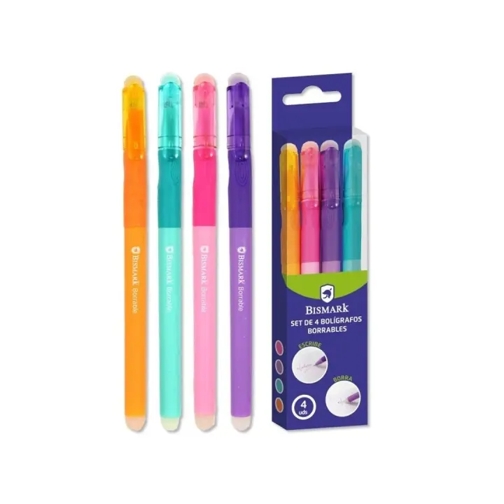 Bismark Bolígrafo Borrable 4 Colores Vibrantes con Borrador Incorporado - 1