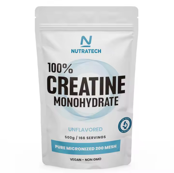 100% creatina monohidrato -Nutratech | Fácil disolución |  Alta biodisponibilidad | Vegano | Alta calidad | Sin aditivos - 1