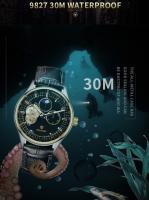 Reloj Mecánico Para Hombre TEVISE Nuevo Con Esqueleto Y luzAutomatico Resistente Al Agua De Cuero Lujoso Con Fase Lunar - details 6