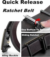 Cinturón de Hombre sin Agujeros con Sistema de Carraca Ajustable, Cinturón de Cuero Elegante con Hebilla Automática de Liberación Rápida, Ajuste Preciso Micrométrico, Ideal para Traje, Jeans, Trabajo y Uso Diario - details 4