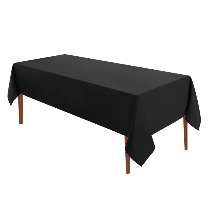 Mantel Negro De Poliéster Lavable En Máquina Para Eventos De Hotel Bodas Fiestas Picnics Decoración De Restaurante Tamaño Rectangular - 1