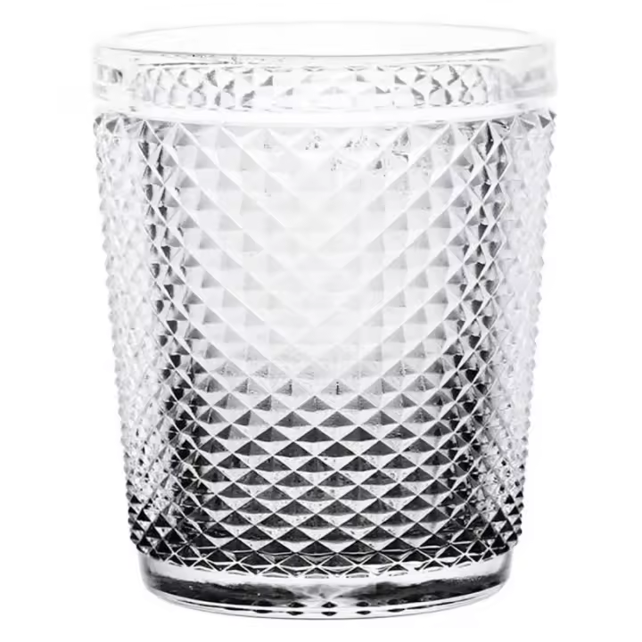 Arte Regal Set 6 Vasos de agua diamante transparente con pie antracita 300 ml - 1