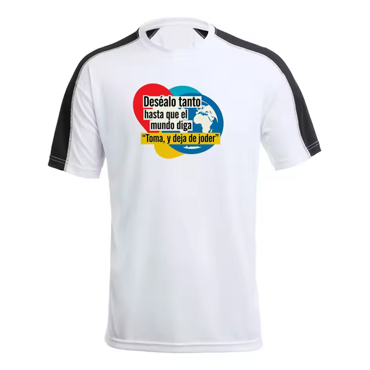 MERCHANDMANIA CAMISETA técnica franja mangas NEGRA frase motivadora deseo sueño esfuerzo tshirt - 1