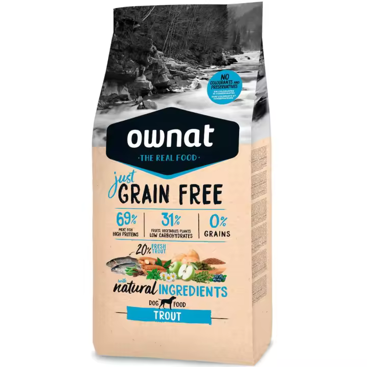 OWNAT Just grain free Trucha, alto en carnes, sin cereales, mejor calidad precio - 1