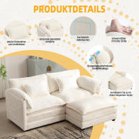 Moderno minimalista sofá de 2 plazas con reposapiés, Techo de chenilla con compartimientos de almacenamiento laterales y Zapatos, Cómodo y espacioso, adecuado para Salón/dormitorio - details 0