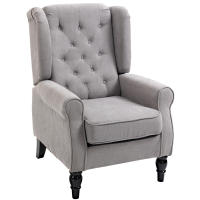 HOMCOM Sillón de Salón Moderno Butaca para Dormitorio con Reposacabezas y Patas de Madera Sofá Individual Carga 160 kg para Oficina Sala de Estar Gris - details 0