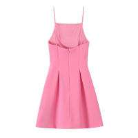 Vestido TRAFZA Para Mujer Estilo Romántico Y Chic Color Rosa Sólido Sin Mangas De Plisado Mini Vestido De Verano Para Vacaciones Y Fechas - details 2