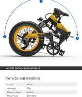 Bicicleta Eléctrica Bezior xf200 20 ''* 4,0'' 48 V15ah 130 km kilometrije freno hidráulico - details 25