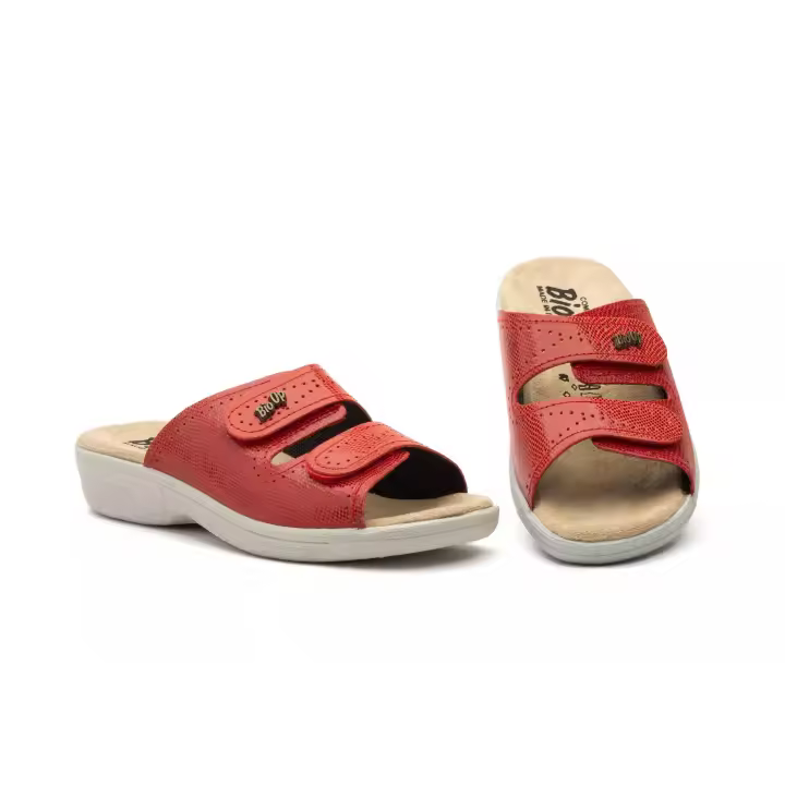 Bioup Zuecos TS-475 Rojo Mujer Piel Velcro Bioup - 1