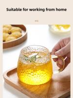 Taza De Café Con Patrón De Martillo 350ml/400ml Vidrio Resistente Al Calor Con Asa Para Bebidas Hoteles Hogar Coctelería - details 3