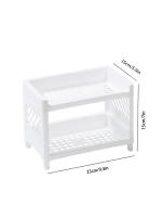 Estante De Doble Capa Minimalista Para Escritorio En Plástico Blanco Puro Organizador Multifuncional Para Baño Y Estantería De Almacenamiento Doméstico - details 0