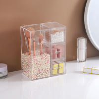 Organizador De Maquillaje Transparente Con Cajones Y Caja De Almacenamiento Con Tapa Y Perlas Para Almacenar Herramientas De Maquillaje Y Joyería - details 3