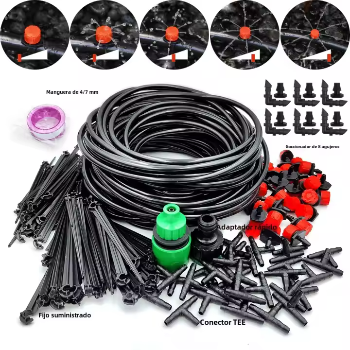 Kit De Riega Por Goteo Para Jardín 10-30M Con 1/4'' Sistema Automático De Riego Para Plantas De Bonsái Flores Verduras Y Estufa - 1