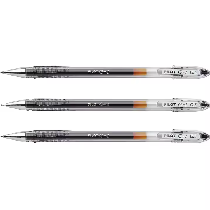 Pilot Bolígrafo G-1 05 Punta Bola Metálica 0,5mm Tinta de Gel Brillante Negro (Pack de 3) - 1
