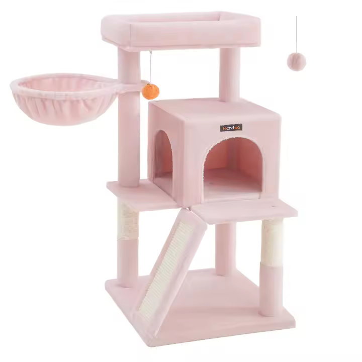 Feandrea Árbol de Gatos, Torre para Gatos Grandes, Rosa Jalea/Blanco Crema - 1