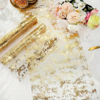 1pc Corredor De Mesa De Poliéster Dorado Metálico Brillante Para Decoración De Comedor Bodas Cumpleaños Banquete - details 3