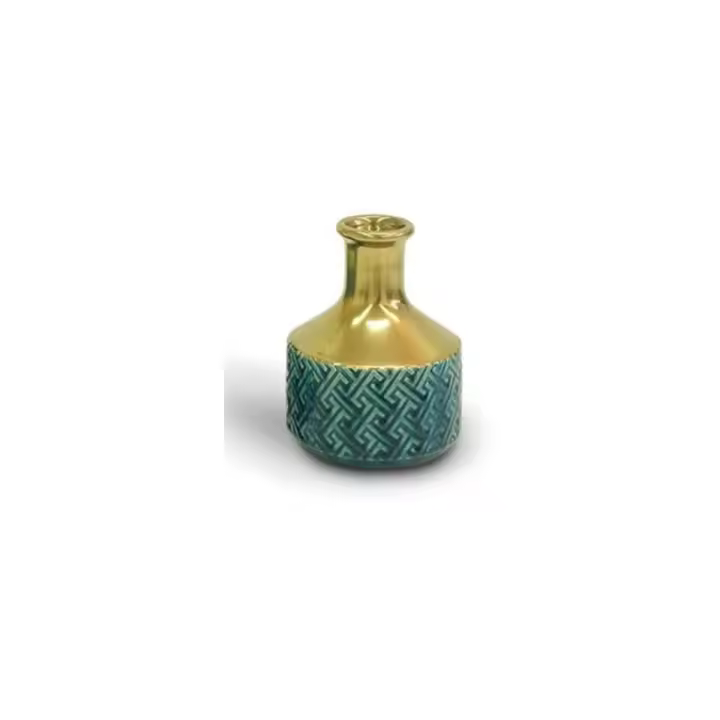 Florero de cerámica decorativa azul/oro. Medidas: 18x26 cm. akihaydeto - 1