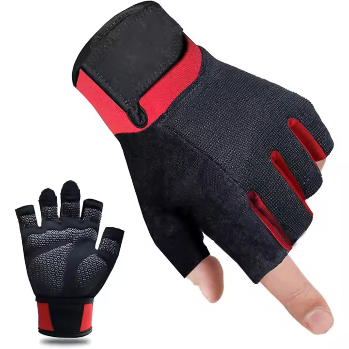 Guantes deportivos para hombre y mujer, equipo de mancuernas de medio dedo, antideslizantes, transpirables, entrenamiento de levantamiento de pesas, protectores de palma - 1