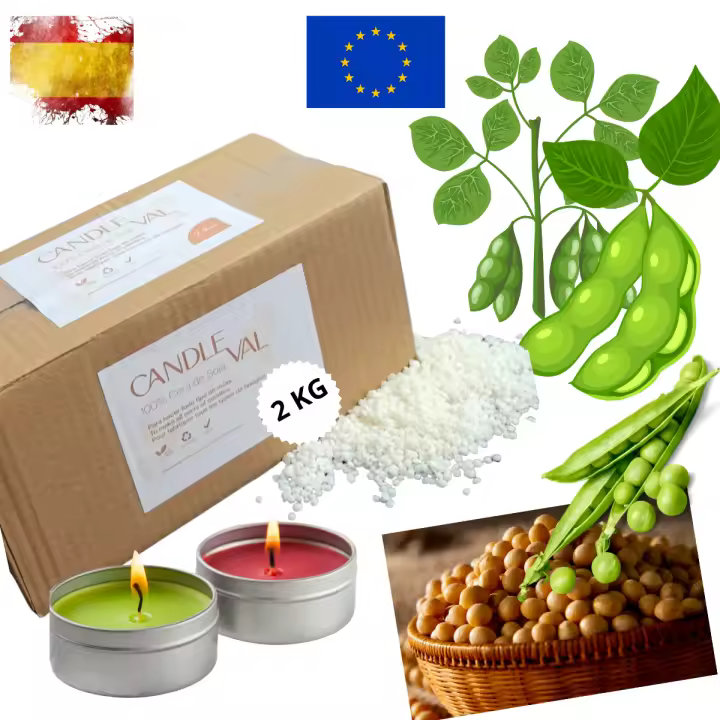 Candleval Cera de Soja 2 Kg Bajo Punto de Fusión Para todo tipo de velas en botes 100 % vegetal origen España - 1
