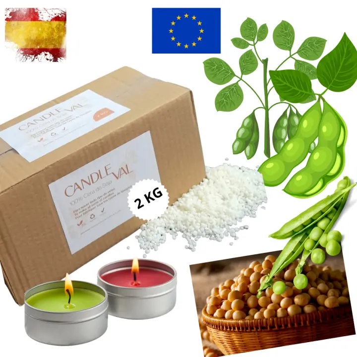 Candleval Cera de Soja 2 Kg Bajo Punto de Fusión Para todo tipo de velas en botes 100 % vegetal origen España - 1