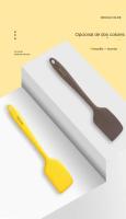 Set De 2 Cuchara De Silicona Para Cocina Y Hornear Utensilios Ecológicos Para Mezclar Pasteles Crema Amarillo/Marrón Scrapers - details 11