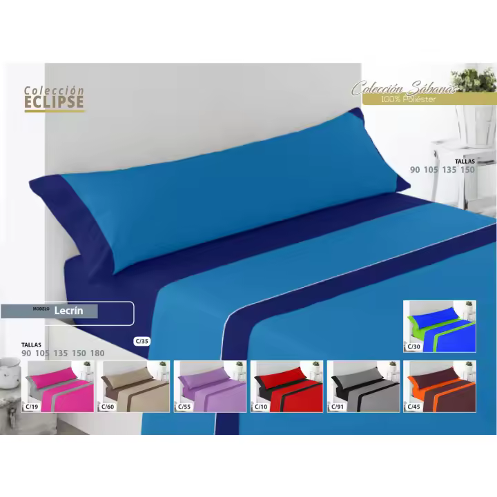 Energy Colors Textil-Hogar Juego Sabanas Verano 3 Piezas 100 % Poliéster Liso Bicolor Ligeras - 1