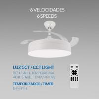 Ventilador DC de Techo LED Ledme MESSE 72W, 3 Tipos de Luz, Control Remoto, Memoria y Temporizador, Blanco - details 2