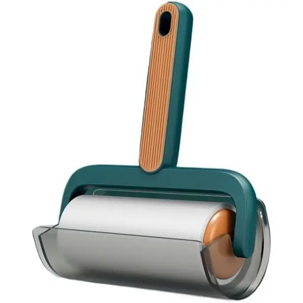 Rodillo quitapelusas adhesivo, kit para quitar pelos de mascotas, cepillo adhesivo para ropa, alfombras, asientos de coche, polvo, perros y gatos (naranja) - 1