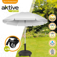 AKTIVE  - Soporte Parasol BASE cemento con 4 Ruedas tubo acero Garden Circular, resistente agua  calidad AKTIVE ORIGINAL - details 1