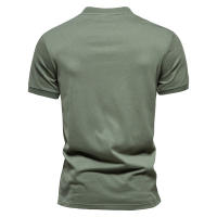 Nueva camiseta de manga corta de algodón puro con cuello en V y cremallera para hombre, camiseta deportiva bordada de color sólido para hombre - details 9