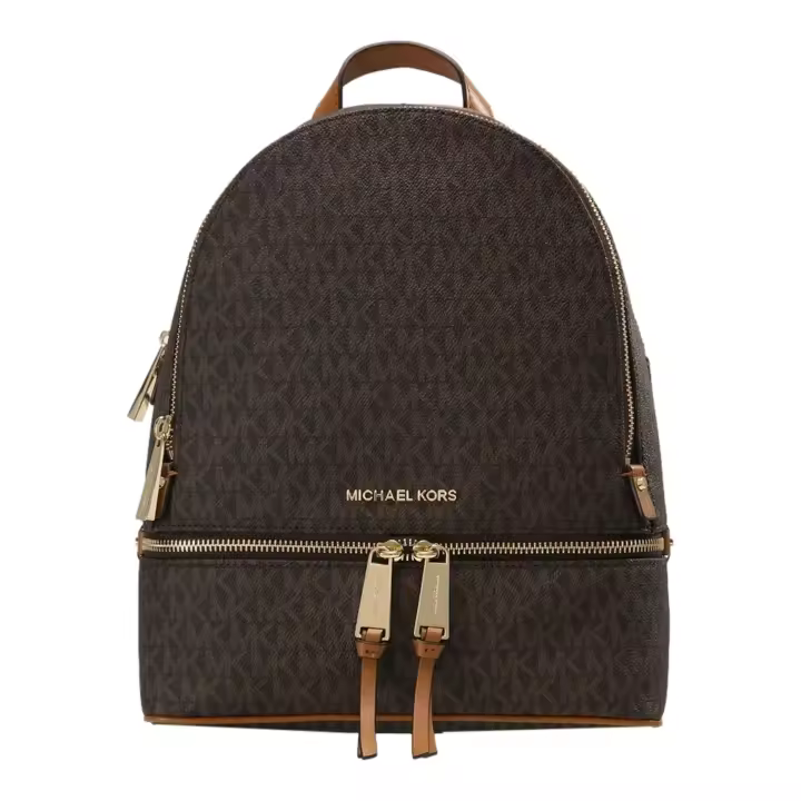 Mochila MICHAEL KORS Rhea Zip con Logos y Apliques Dorados Color Marrón - 1