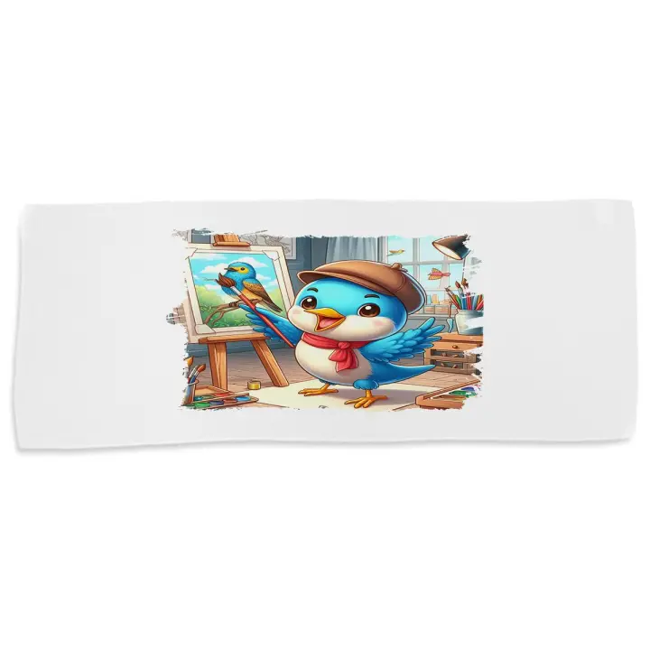 MERCHANDMANIA TOALLA MEDIANA GIMNASIO ABSORBENTE ruiseñor artista profesion escultor pintor mascota suave con bolsita - 1