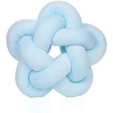 Office Ball Cushion, Knot Ball Pillow, Round Woven Pillow Cushion, Baby Nap Decoration Bedroom Living Room Pillow(Blue) - 1