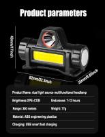 Linterna Frontal Recargable Mini COB Con Batería 18650 Integrada Luz Exterior Para Senderismo Y Exteriores Con Dimming Sin Esmerilamiento - details 18