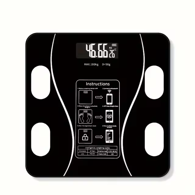 SS Base Inteligente De Baño Digital Con Bluetooth Análisis De Grasa Y Altura APPCompatible Con Dispositivos Inteligentes Mide Hasta 150KG - 1