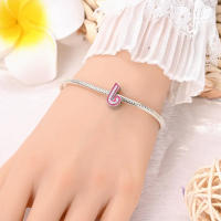 925 Plata Esterlina Romántica Rosa 26 Letras DIY Encantos Bolas Adecuadas Para Pulseras Pandora Joyería Fina Regalo De Cumpleaños - details 14
