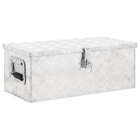 vidaXL Caja de Almacenaje de Aluminio Exterior Patio Tapa Aparador Color Negro,  Plateado, y mas - details 1