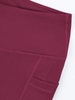 Shorts De Yoga Para Mujer CHRLEISURE Con 3 Bolsillos Tallas Trueñas Elasticidad Pantalones De Gym Y Ciclismo Color Sólido - details 3