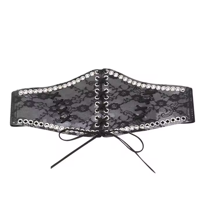 Mujeres cinturón elástico cinturón vintage cordón Patrón ancho corsé elástico - 1
