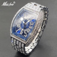 Reloj De Lujo Para Hombre Con Cristales Iced-Out Tonneau Dorado Reloj De Cuarzo Con Pulsera De Acero Inoxidable Moda Diamante Analog Clock - details 34
