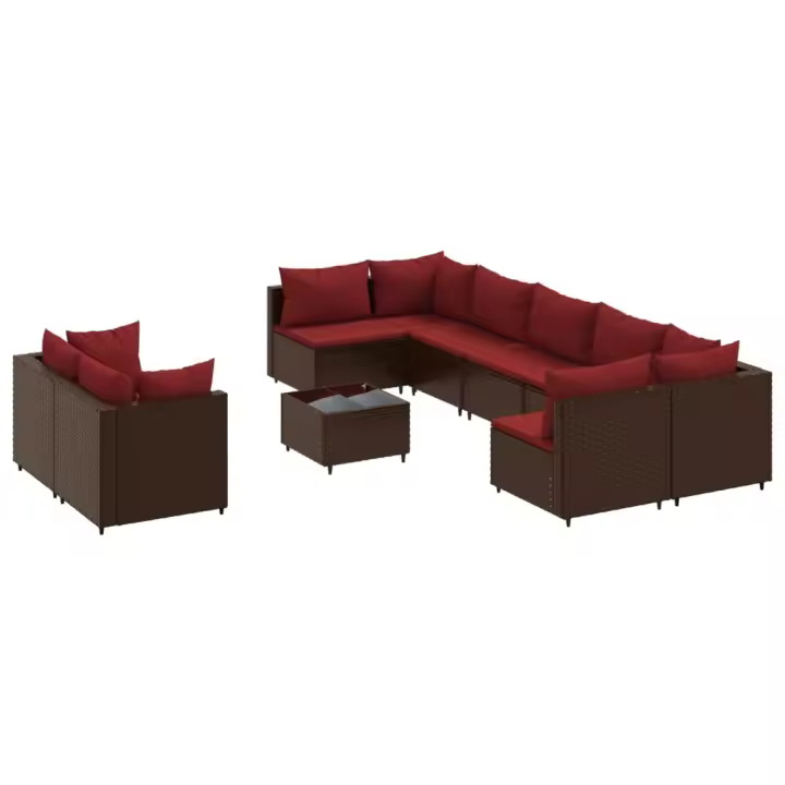 vidaXL Set de sofás de jardín 10 pzas y cojines ratán sintético marrón - 1