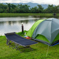 Outsunny Cama de Camping Plegable Cama de Acampada con Cojín Almohada Bolsillo Lateral Bolsa de Transporte y Marco de Acero Carga 150 kg para Playa Senderismo 188x64,5x53 cm Azul - details 13