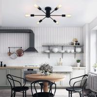 Lámpara De Techo De Hierro Nórdico Con 6 Luces Para Decoración De Piso Bajo Sala De Comedor Y Sala De Estar E27/E26 Soporte AC85-260V - details 6