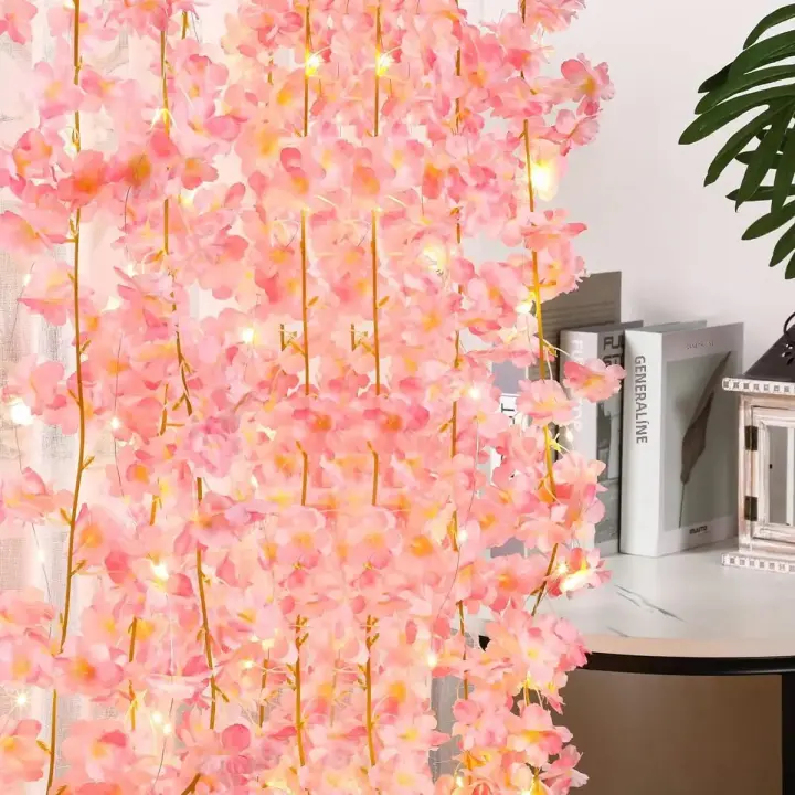 Luz De Cadena De Flor De Cerezo 20LED Guirnalda Artificial Para Decoración De Habitación Boda Fiesta Luz Faeira De Flores - 1