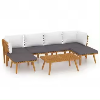 VIDAXL conjunto mobiliario para el jardín con 7 piezas y cojines en color blanco y gris vida xl - 1