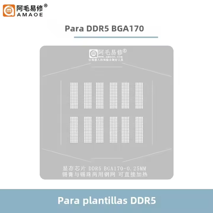 Set De Plataforma De Plantación De Partículas De Memoria Video AMAOE Para DDR5 DDR6 BGA170 BGA180 BGA Reballing Con Plantilla De Malla De Acero - 1
