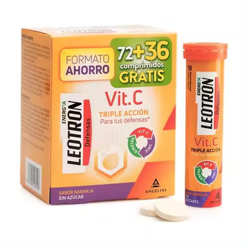 Leotron Vitamina C Formato ahorro 72+36 comprimidos gratis – Refuerza tus defensas y combate el cansancio - 1
