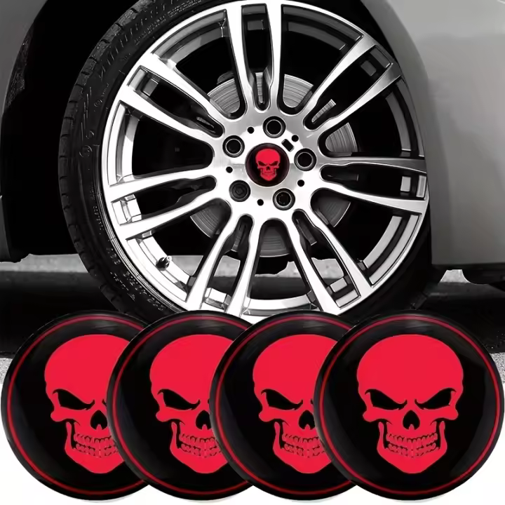4pcs Etiquetas De Emblema De Cabeza De Esqueleto Y Calavera Para Coche Motocicleta Camión SUV 2.2 Pulgadas / 56 Mm Accesorios De Automóvil - 1