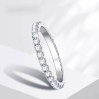 Anillo De Eternidad TY 2mm D Color Moissanite En Plata De Ley 925 Y Oro Blanco Sólido Anillo De Boda Y Compromiso Para Mujer - details 2