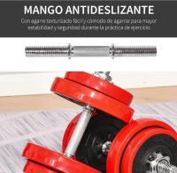 Juego de Mancuernas 20 kg Ajustables 2 en 1 con 8 Discos 2 Barras y Biela Ajustable para Entrenamiento de Fuerza Levantamiento de Pesas Hogar Gimnasio Oficina Negro y Rojo - details 2